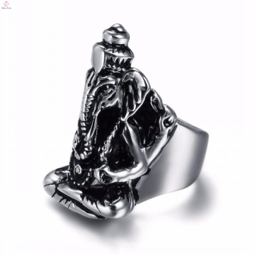 2017 nuevo anillo de plata del elefante de la vendimia del acero inoxidable para los hombres
